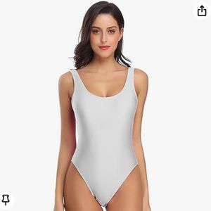 Women's Retro 80s/90s Inspired High Cut Low Back Padding One Piece Swim White